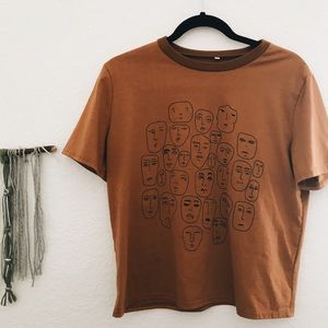 Burnt Orange Abstract Face Shirt